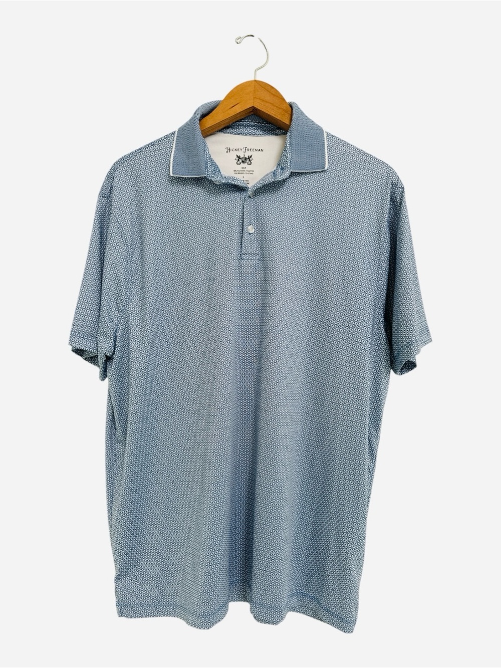 Hickey Freeman Light Blue Microprint Golf Polo Shirt